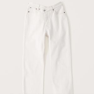 A&F Curve Love Dad Jeans in Cream criss cross waist